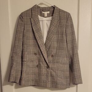 H&M Plaid Double Breasted Blazer